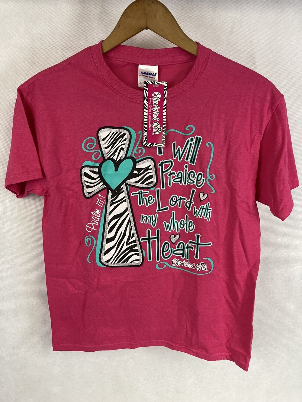 NWT Psalm 111:1 Pink Christian Tee TShirt Cherished Girl Youth Faith Praise Lord
